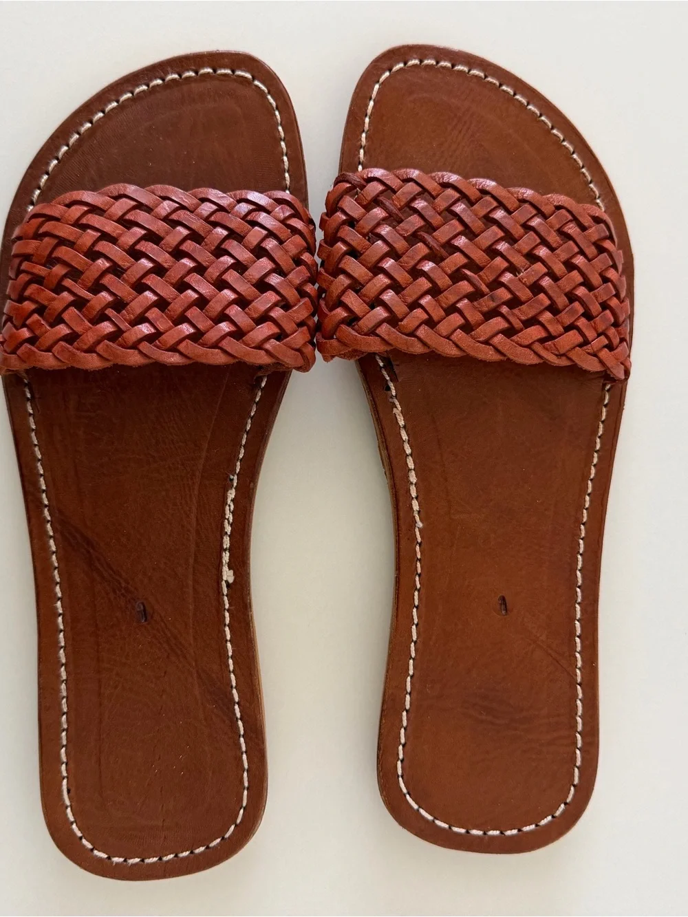 Woven Slide Sandals‎ in Rust Brown - Women's Casual Slides Estimated Size 9-10